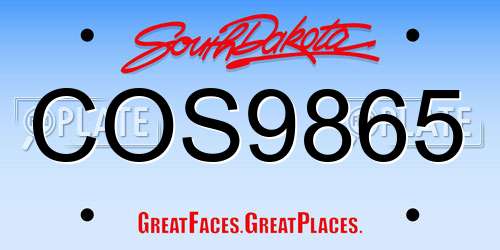 COS9865 South Dakota License Plate