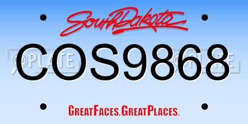 COS9868 South Dakota License Plate