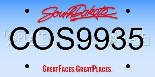 COS9935 South Dakota License Plate