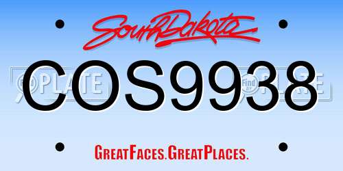 COS9938 South Dakota License Plate