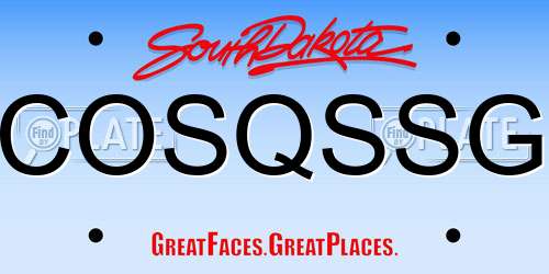 COSQSSG South Dakota License Plate