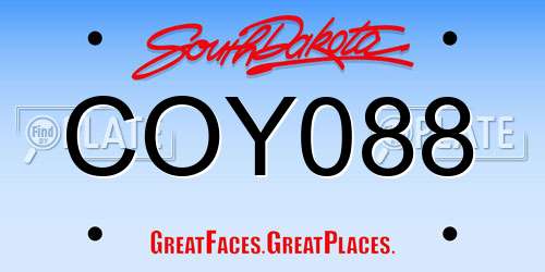 COY088 South Dakota License Plate
