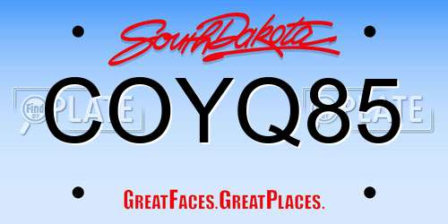 COYQ85 South Dakota License Plate