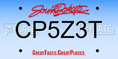 CP5Z3T South Dakota License Plate