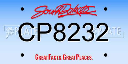 CP8232 South Dakota License Plate