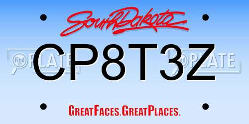 CP8T3Z South Dakota License Plate
