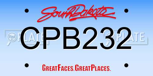 CPB232 South Dakota License Plate