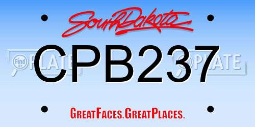 CPB237 South Dakota License Plate