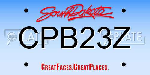 CPB23Z South Dakota License Plate