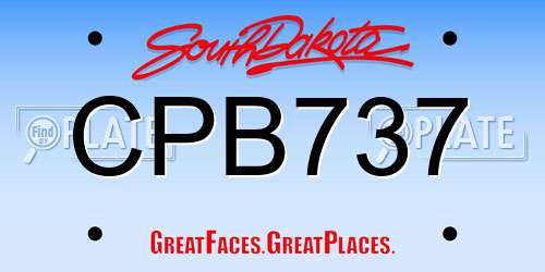 CPB737 South Dakota License Plate