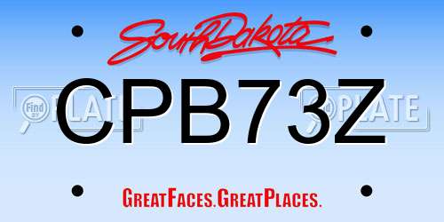 CPB73Z South Dakota License Plate
