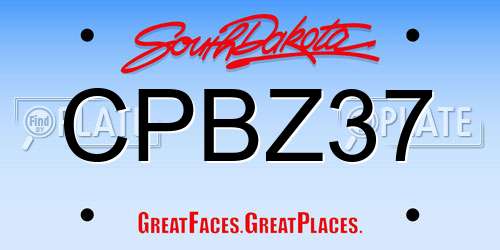 CPBZ37 South Dakota License Plate