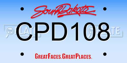 CPD108 South Dakota License Plate