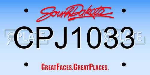 CPJ1033 South Dakota License Plate