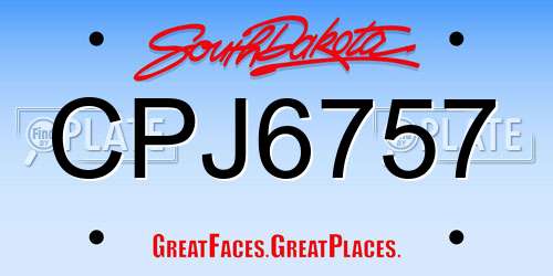 CPJ6757 South Dakota License Plate