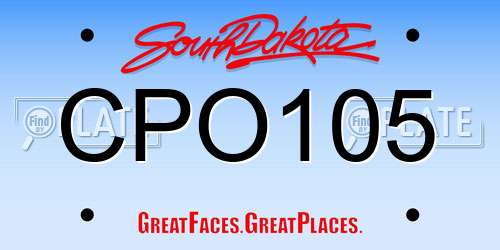 CPO105 South Dakota License Plate