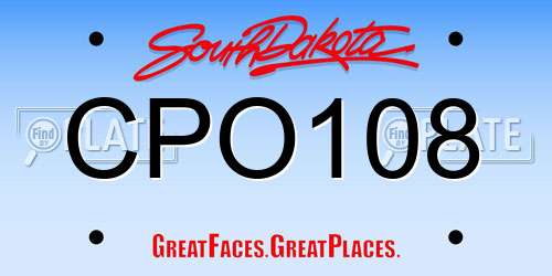 CPO108 South Dakota License Plate
