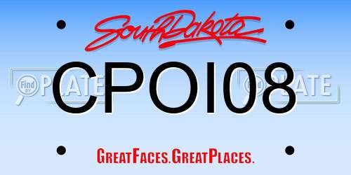 CPOI08 South Dakota License Plate