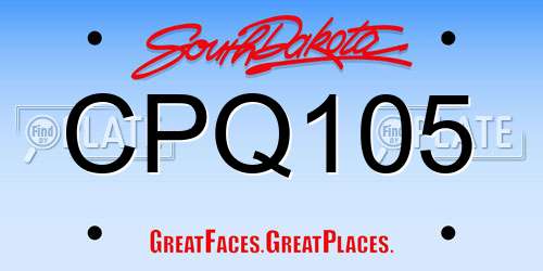 CPQ105 South Dakota License Plate