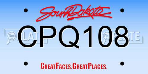 CPQ108 South Dakota License Plate
