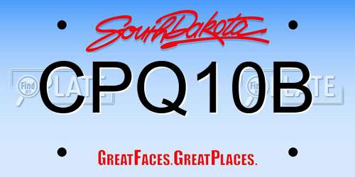 CPQ10B South Dakota License Plate