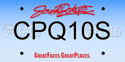 CPQ10S South Dakota License Plate