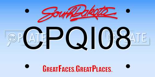 CPQI08 South Dakota License Plate