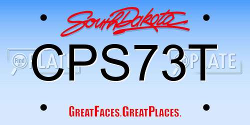 CPS73T South Dakota License Plate