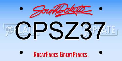 CPSZ37 South Dakota License Plate