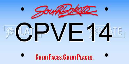 CPVE14 South Dakota License Plate
