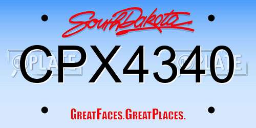 CPX4340 South Dakota License Plate