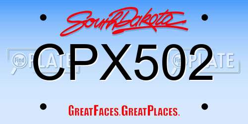 CPX502 South Dakota License Plate