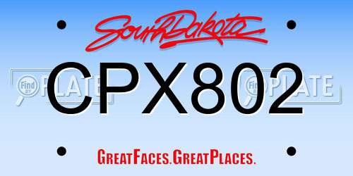 CPX802 South Dakota License Plate