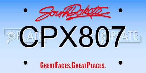 CPX807 South Dakota License Plate
