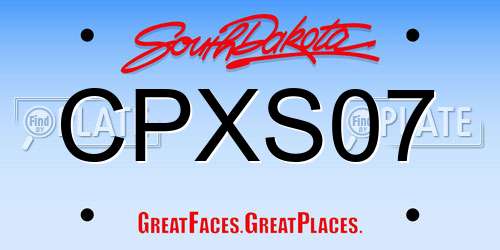 CPXS07 South Dakota License Plate