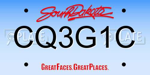 CQ3G1C South Dakota License Plate