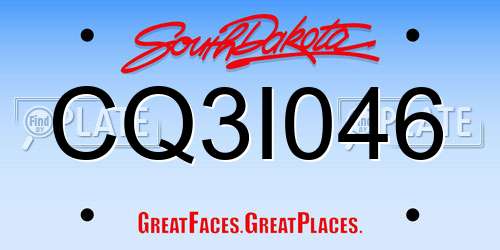 CQ3I046 South Dakota License Plate