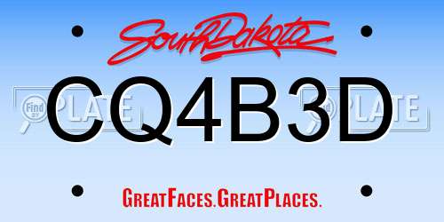 CQ4B3D South Dakota License Plate