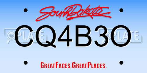 CQ4B3O South Dakota License Plate