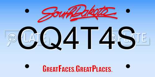 CQ4T4S South Dakota License Plate