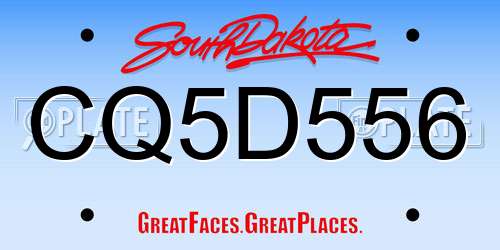 CQ5D556 South Dakota License Plate