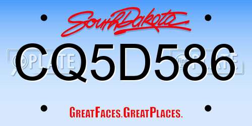 CQ5D586 South Dakota License Plate