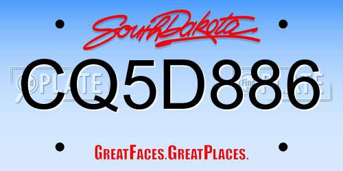 CQ5D886 South Dakota License Plate