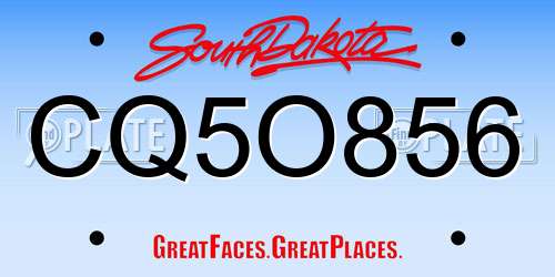 CQ5O856 South Dakota License Plate