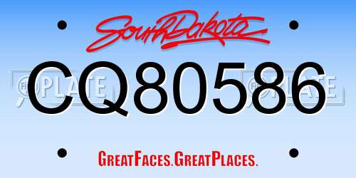 CQ80586 South Dakota License Plate