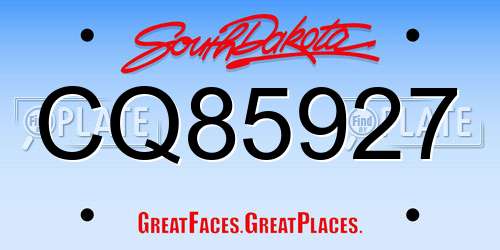 CQ85927 South Dakota License Plate