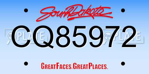 CQ85972 South Dakota License Plate