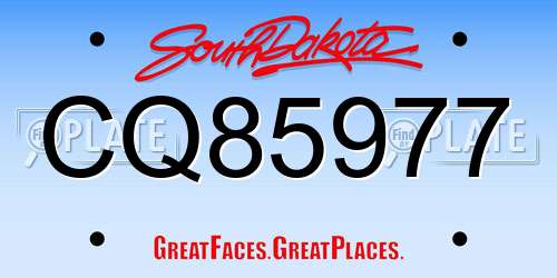 CQ85977 South Dakota License Plate