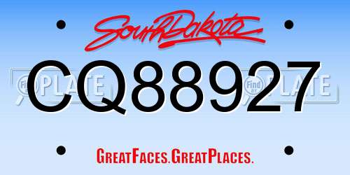 CQ88927 South Dakota License Plate