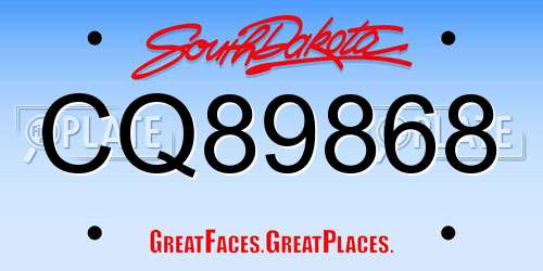 CQ89868 South Dakota License Plate